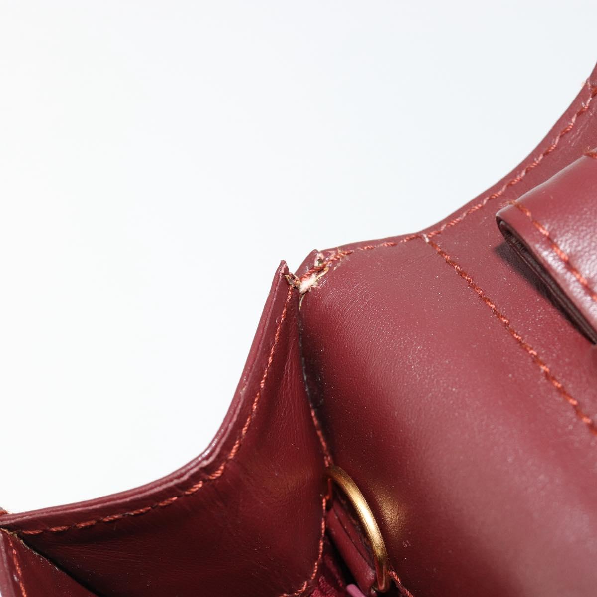 CARTIER Must Line Clutch Bag Leather Bordeaux Gold Auth 182459