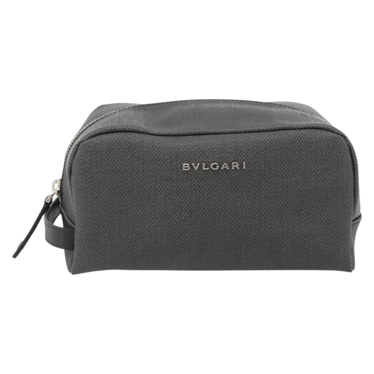 BVLGARI Clutch Bag PVC Gray Silver Auth 182460A