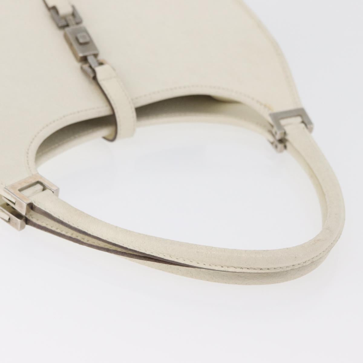 GUCCI Jackie Hand Bag Leather White Silver 002 1068 Auth 182461