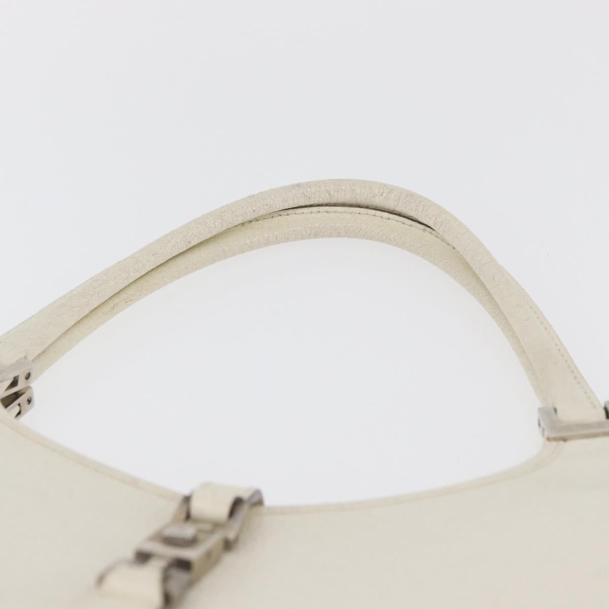 GUCCI Jackie Hand Bag Leather White Silver 002 1068 Auth 182461