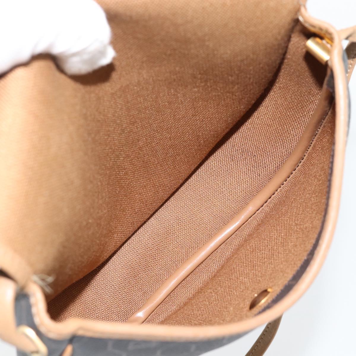 Christian Dior Honeycomb Canvas Shoulder Bag PVC Black Gold Auth 182462