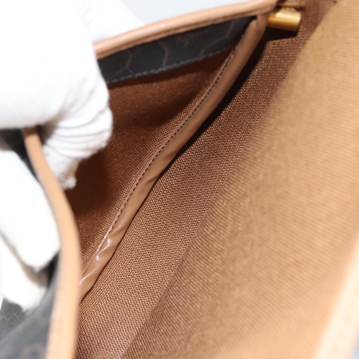 Christian Dior Honeycomb Canvas Shoulder Bag PVC Black Gold Auth 182462