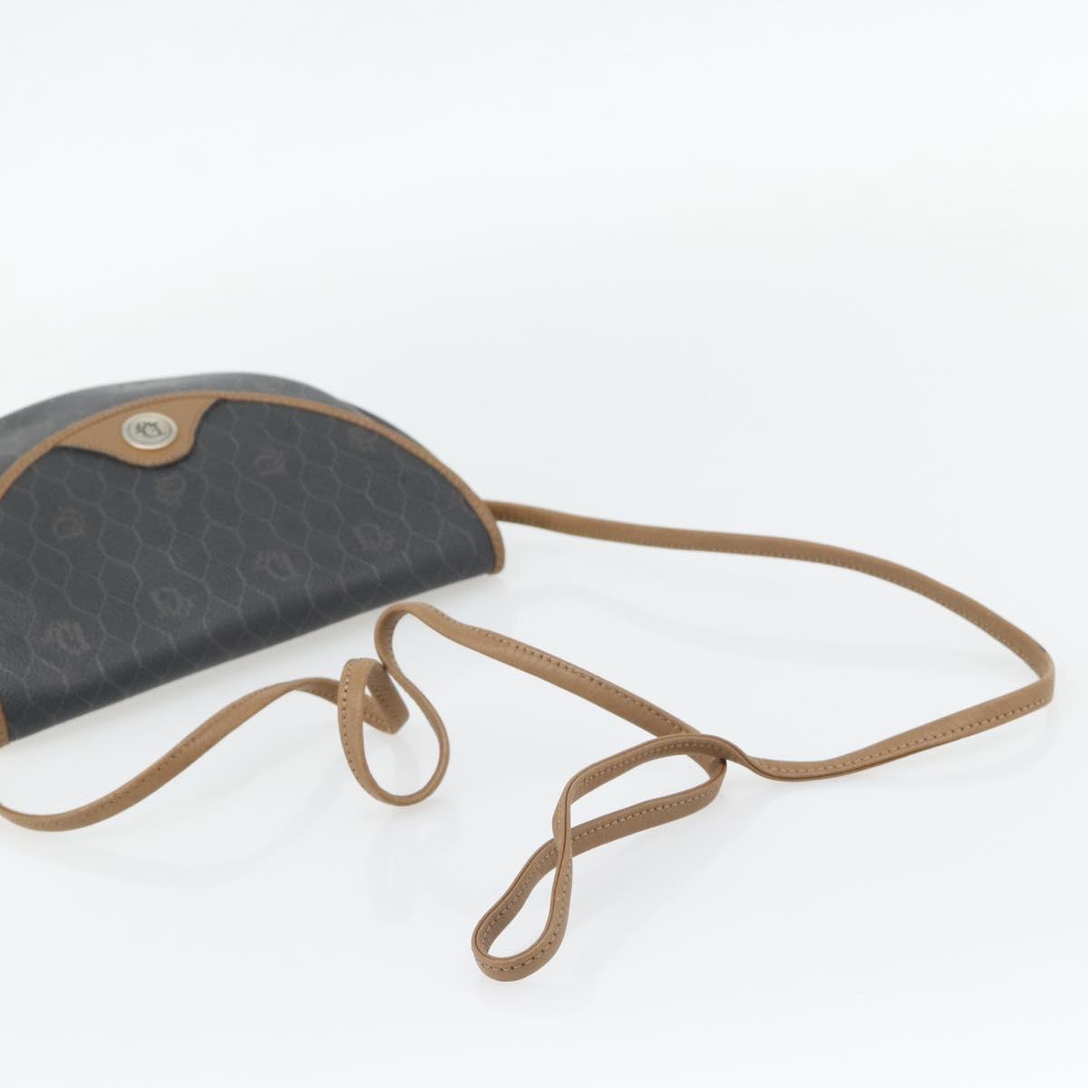 Christian Dior Honeycomb Canvas Shoulder Bag PVC Black Gold Auth 182462