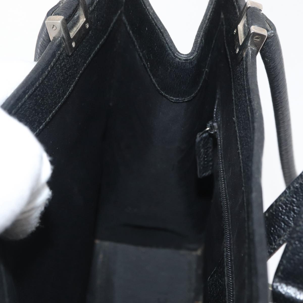 GUCCI Jackie Hand Bag Leather Black Silver 002 1073 1705 Auth 182463A