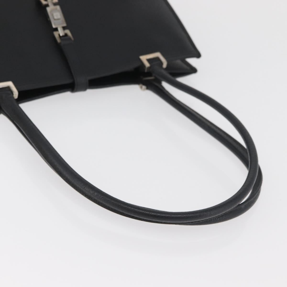 GUCCI Jackie Hand Bag Leather Black Silver 002 1073 1705 Auth 182463A