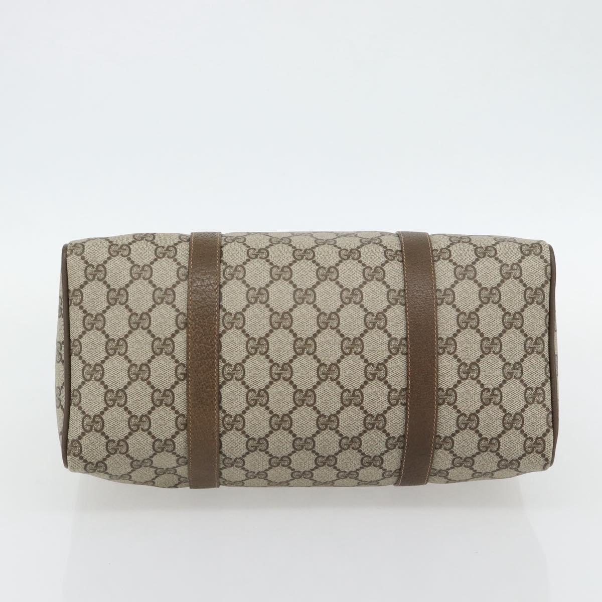 GUCCI GG Supreme Web Sherry Line Boston Bag PVC Beige Gold Auth 182464