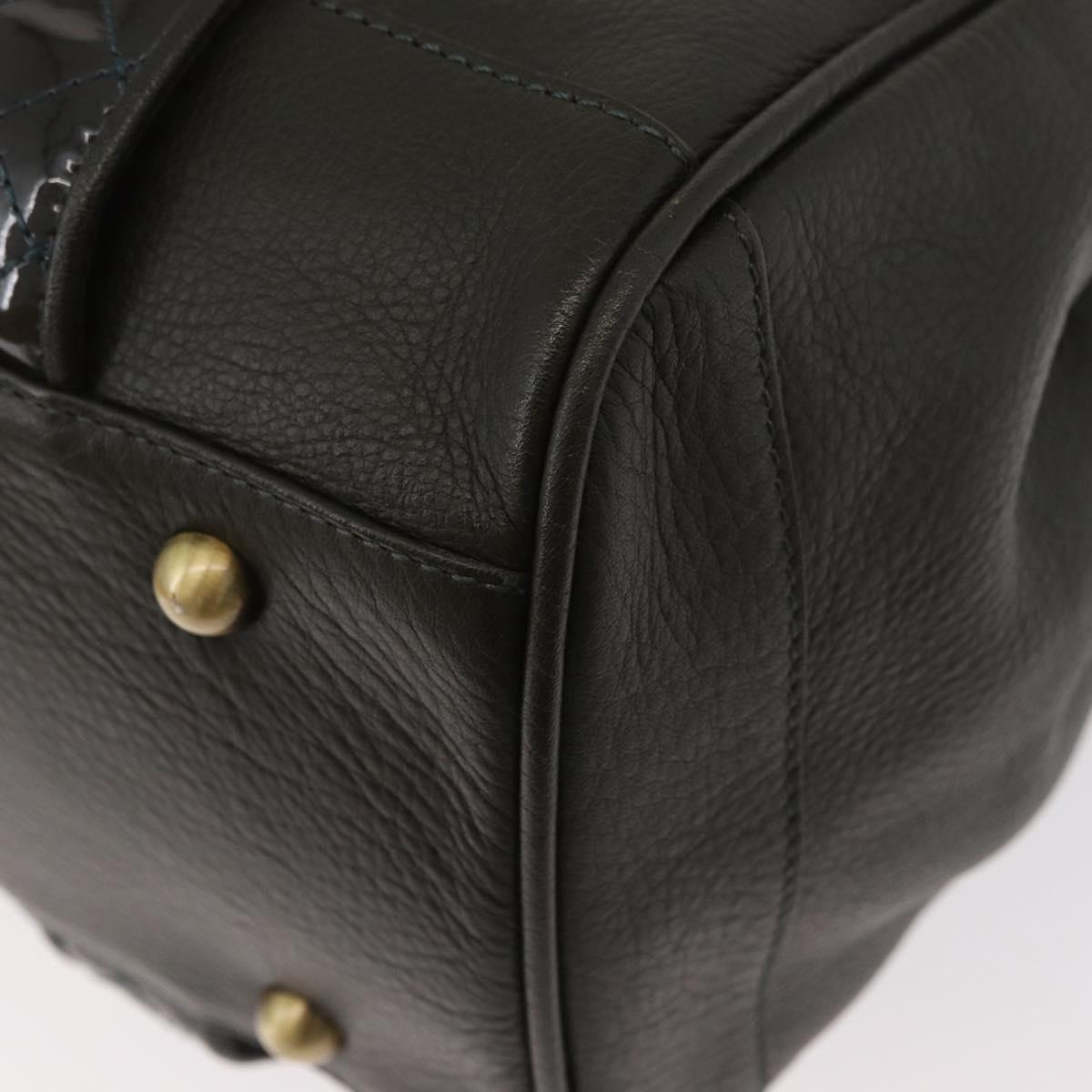 BURBERRY Tote Bag Leather Brown Gold Auth 182465