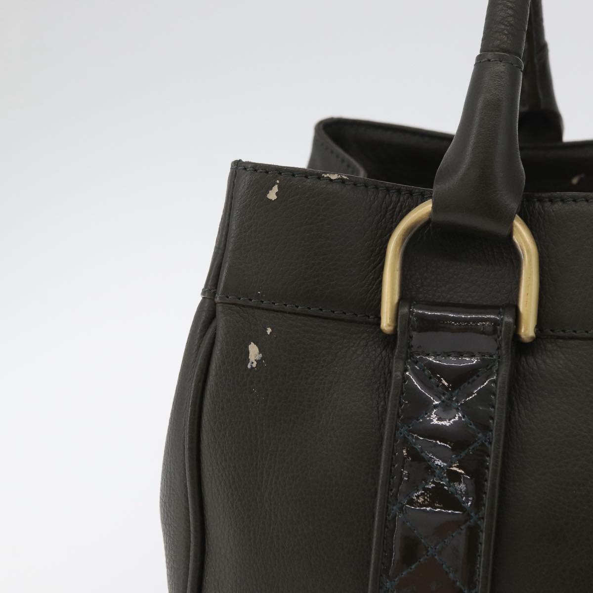 BURBERRY Tote Bag Leather Brown Gold Auth 182465