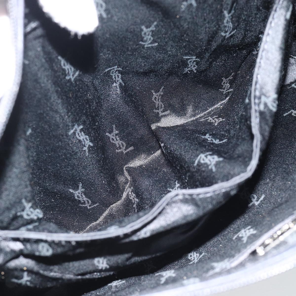 SAINT LAURENT Heart Shoulder Bag Leather Silver Black Auth 182466