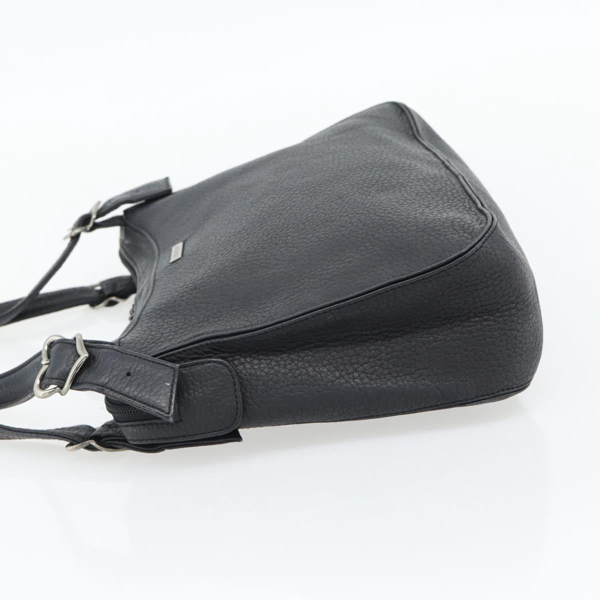SAINT LAURENT Heart Shoulder Bag Leather Silver Black Auth 182466