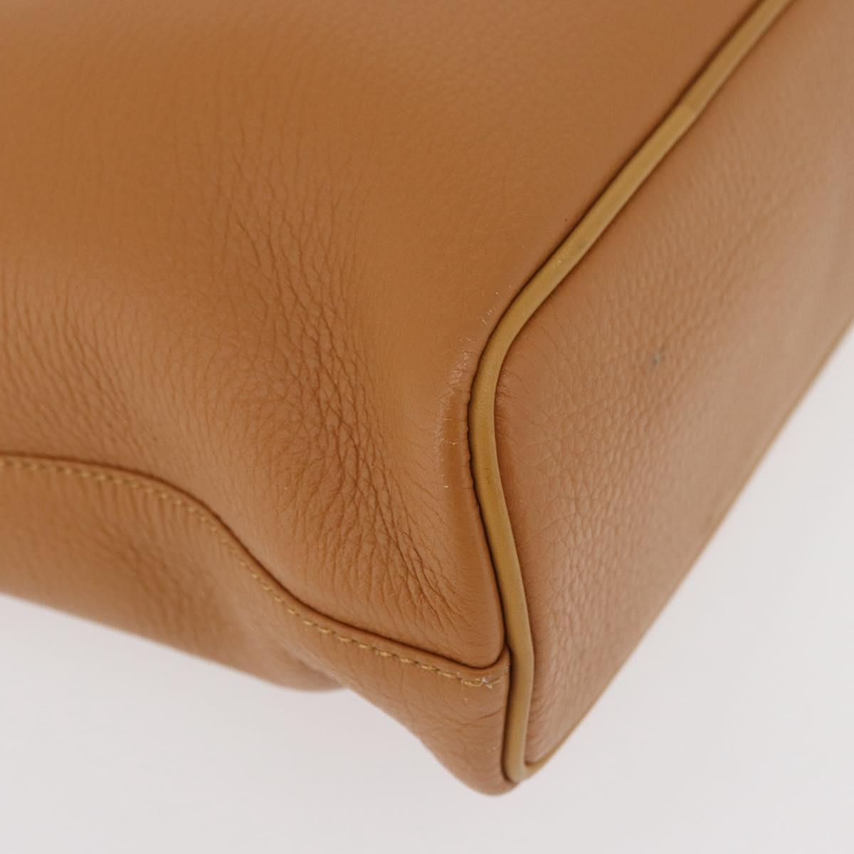 Burberrys Hand Bag Leather Brown Gold Auth 182467