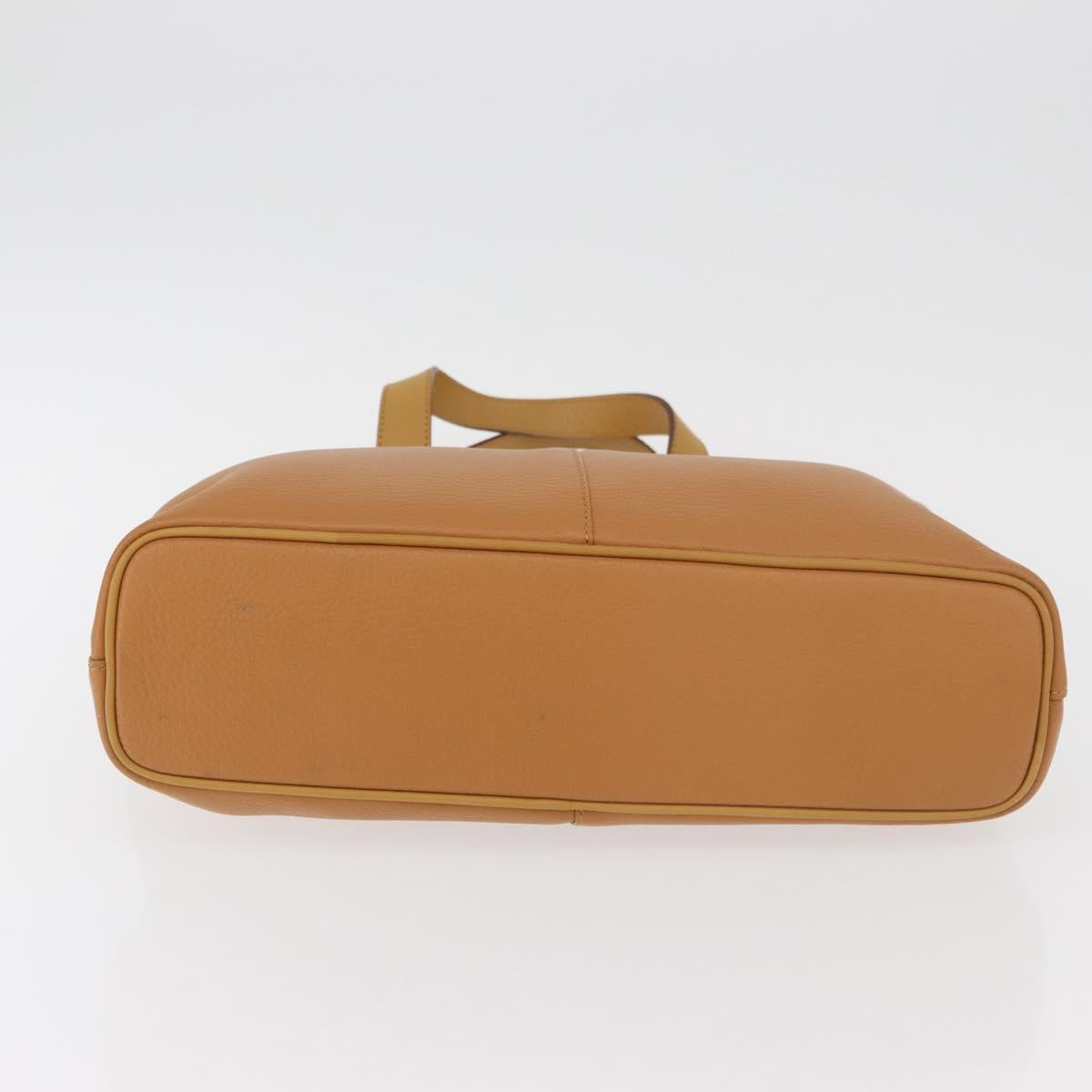 Burberrys Hand Bag Leather Brown Gold Auth 182467