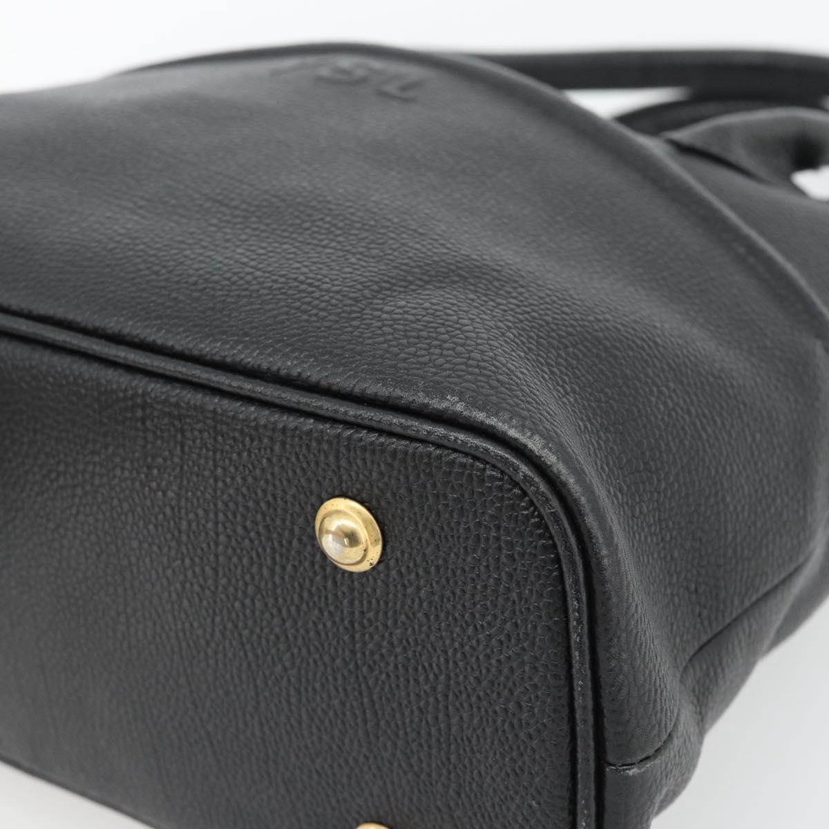 SAINT LAURENT Shoulder Bag Leather Black Gold Auth 182468A