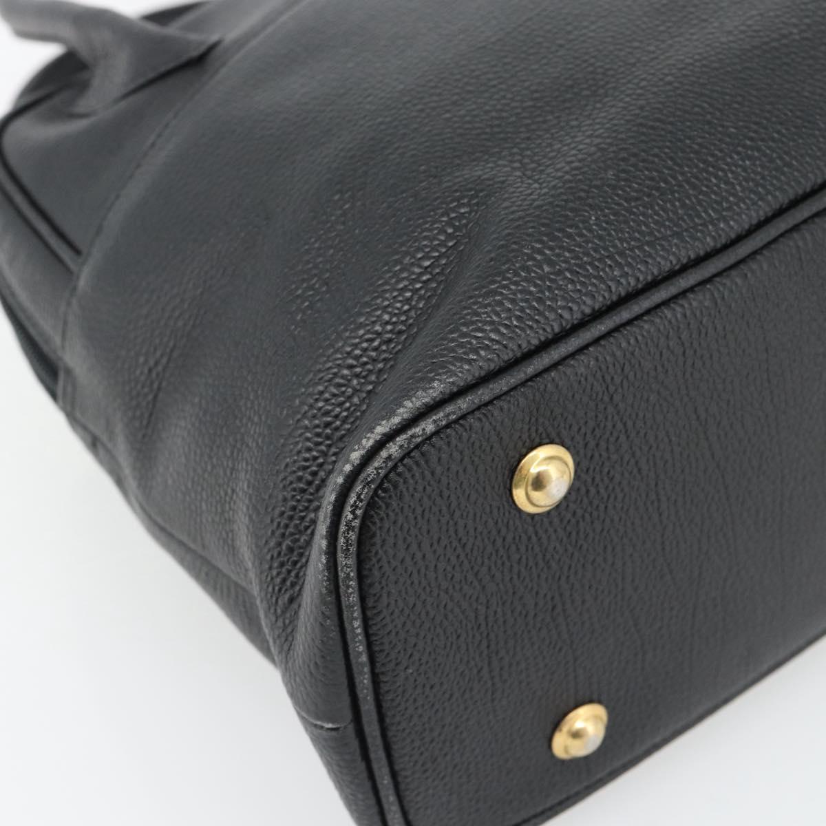 SAINT LAURENT Shoulder Bag Leather Black Gold Auth 182468A