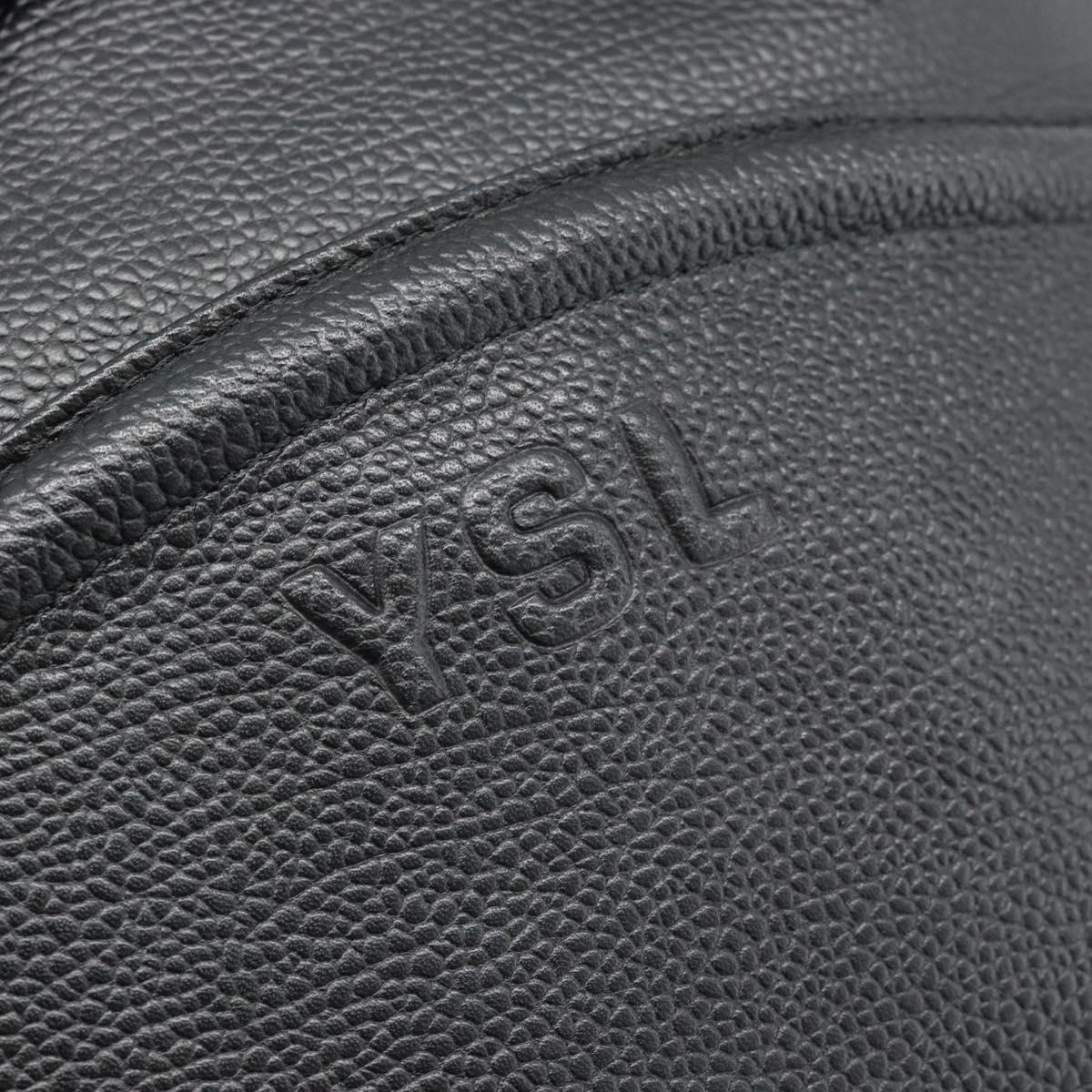 SAINT LAURENT Shoulder Bag Leather Black Gold Auth 182468A