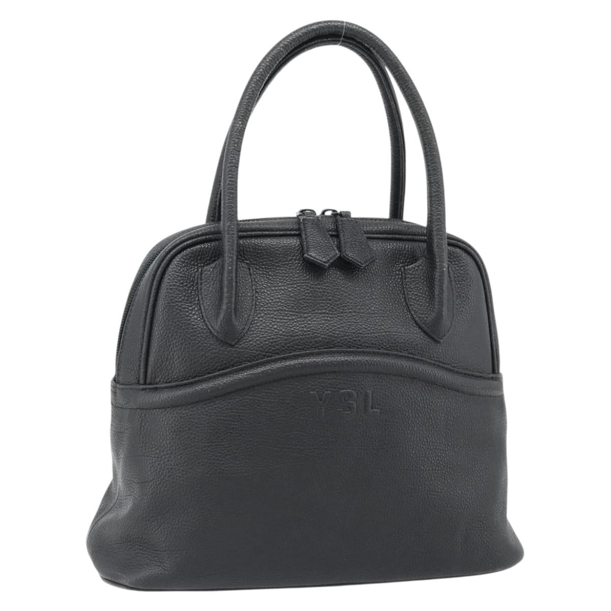 SAINT LAURENT Shoulder Bag Leather Black Gold Auth 182468A