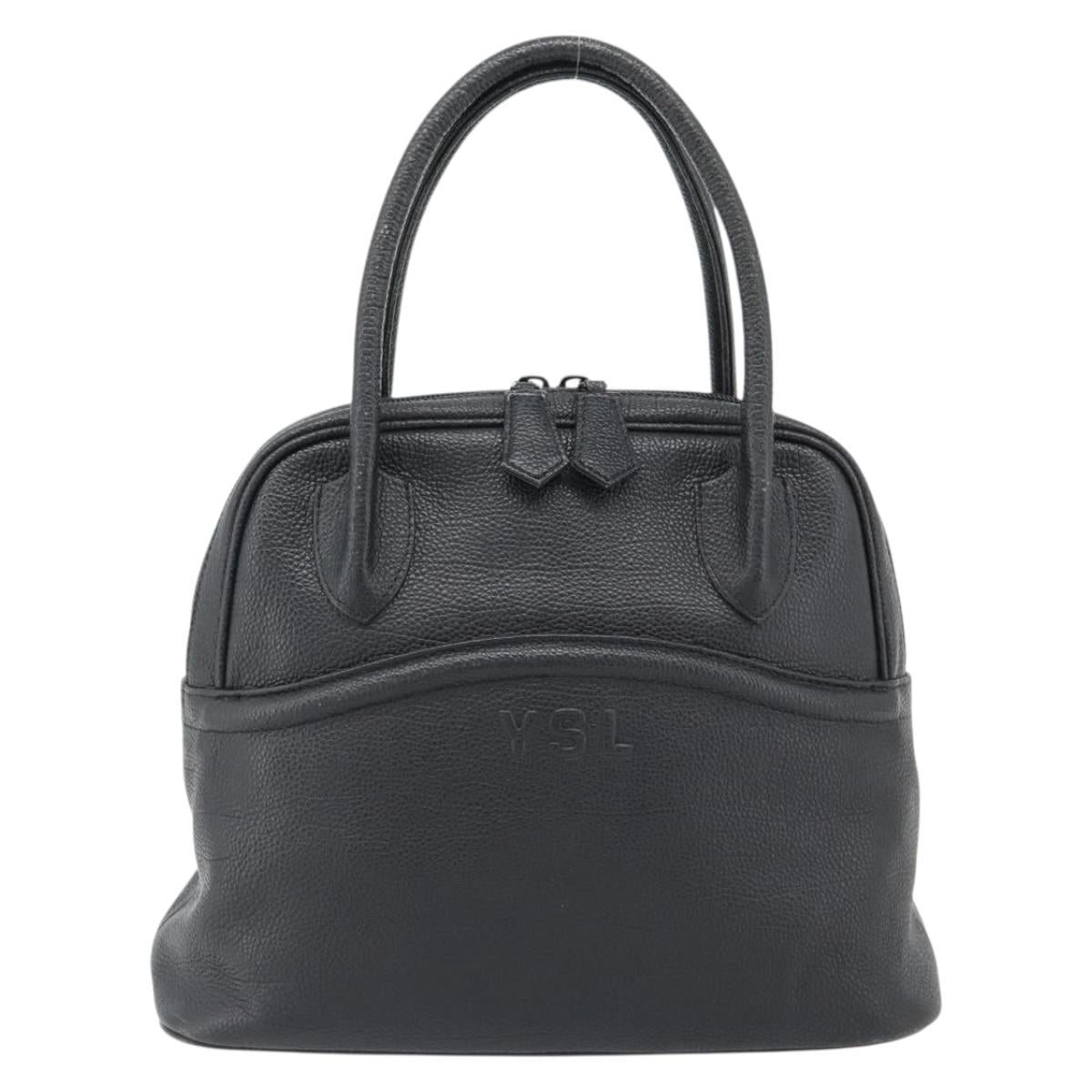 SAINT LAURENT Shoulder Bag Leather Black Gold Auth 182468A