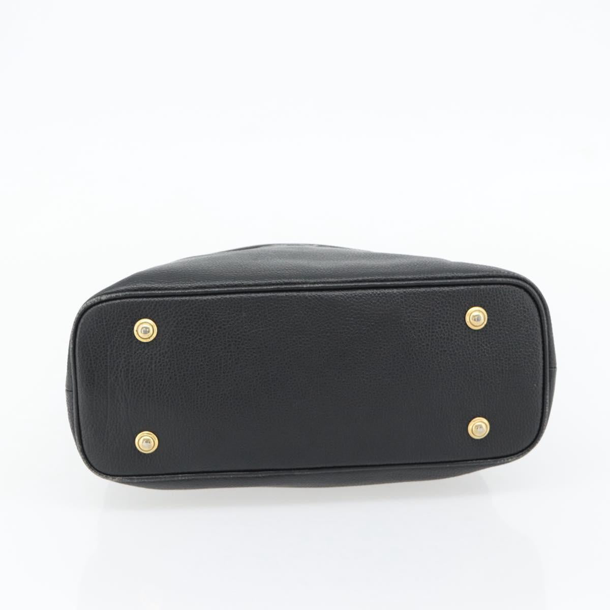 SAINT LAURENT Shoulder Bag Leather Black Gold Auth 182468A