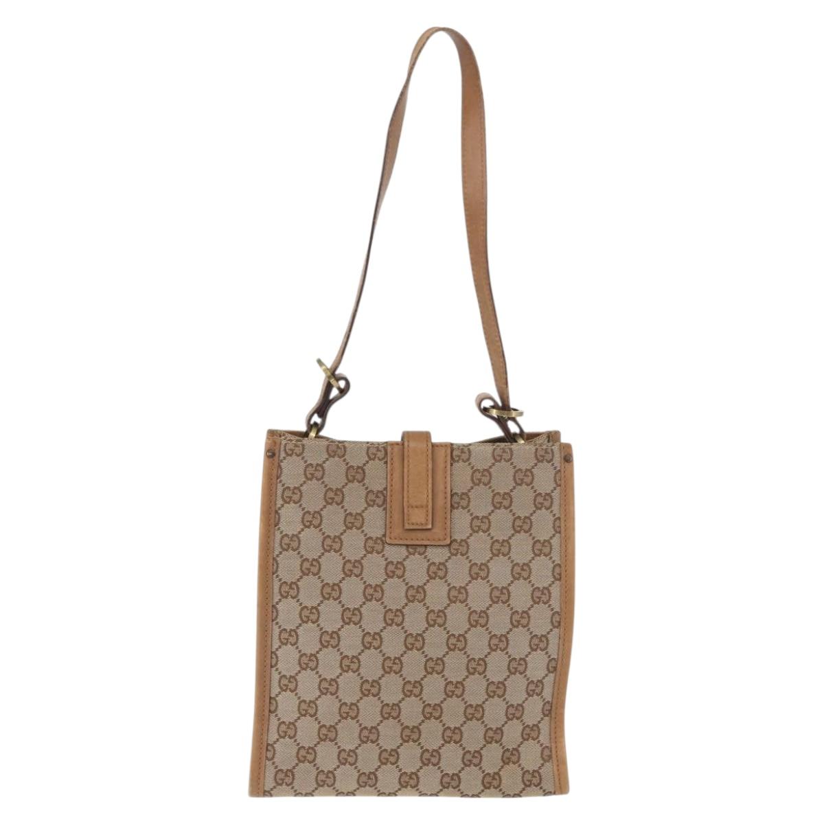 GUCCI GG Canvas Shoulder Bag Beige Gold 110292 Auth 182469