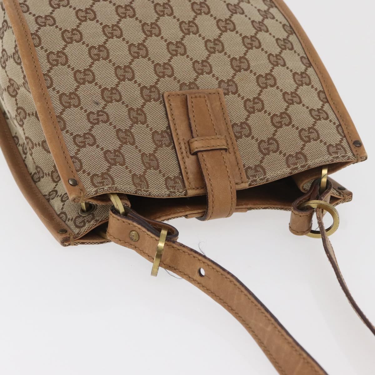 GUCCI GG Canvas Shoulder Bag Beige Gold 110292 Auth 182469