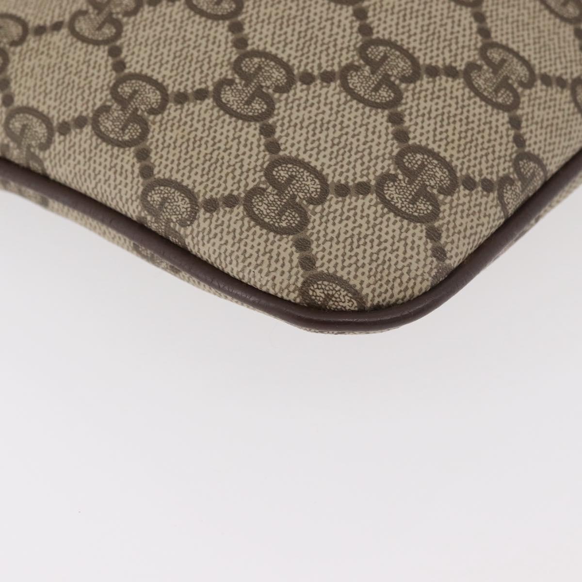 GUCCI GG Supreme Web Sherry Line Bag PVC Beige Gold 904 02 047 Auth 182470