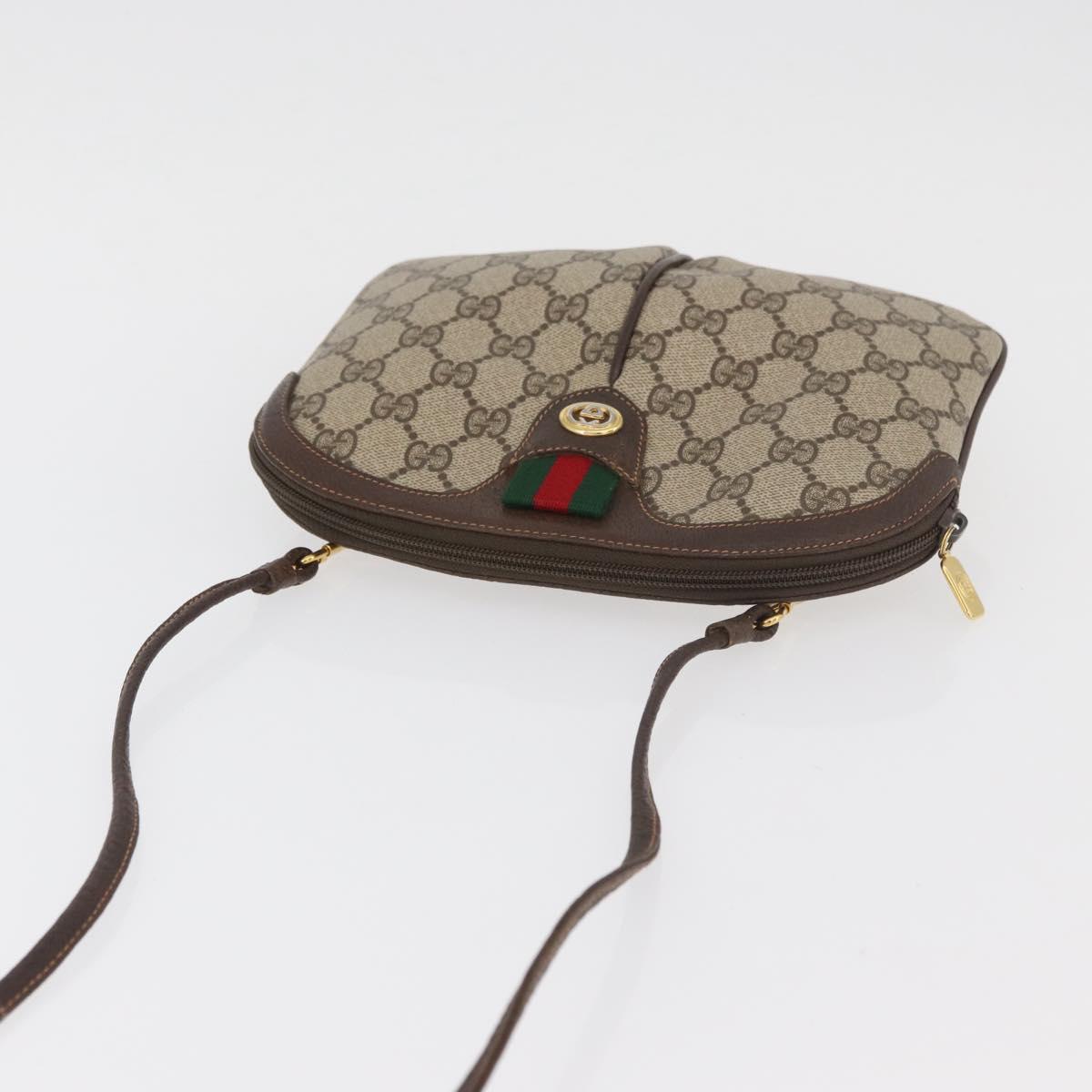GUCCI GG Supreme Web Sherry Line Bag PVC Beige Gold 904 02 047 Auth 182470