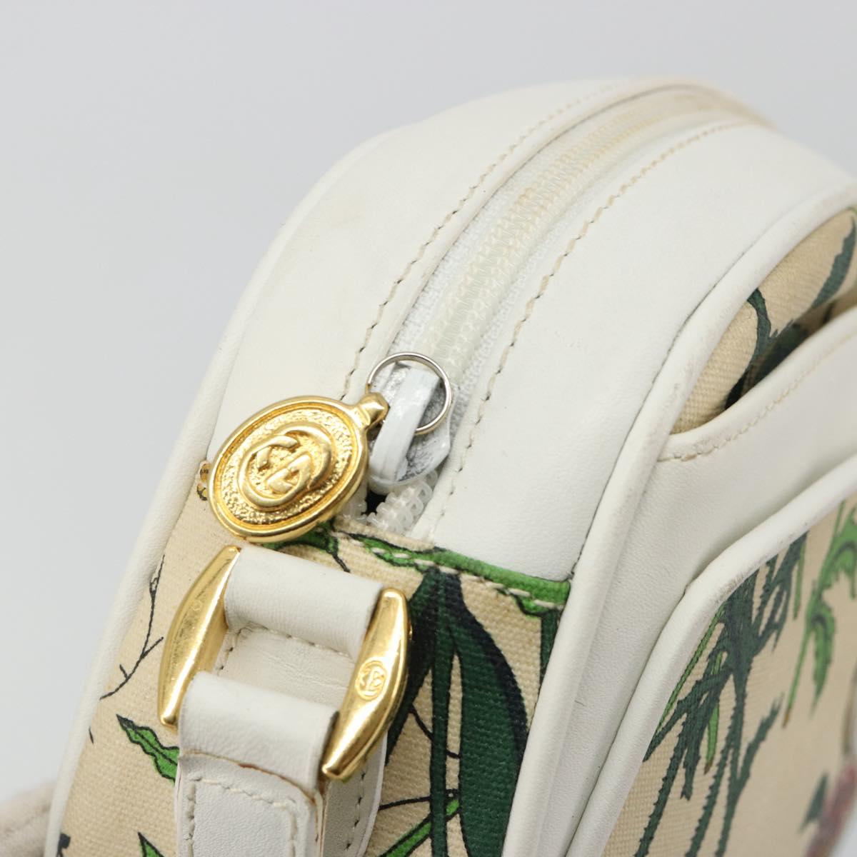 GUCCI Flora Shoulder Bag PVC White Gold 007 113 0115 Auth 182472