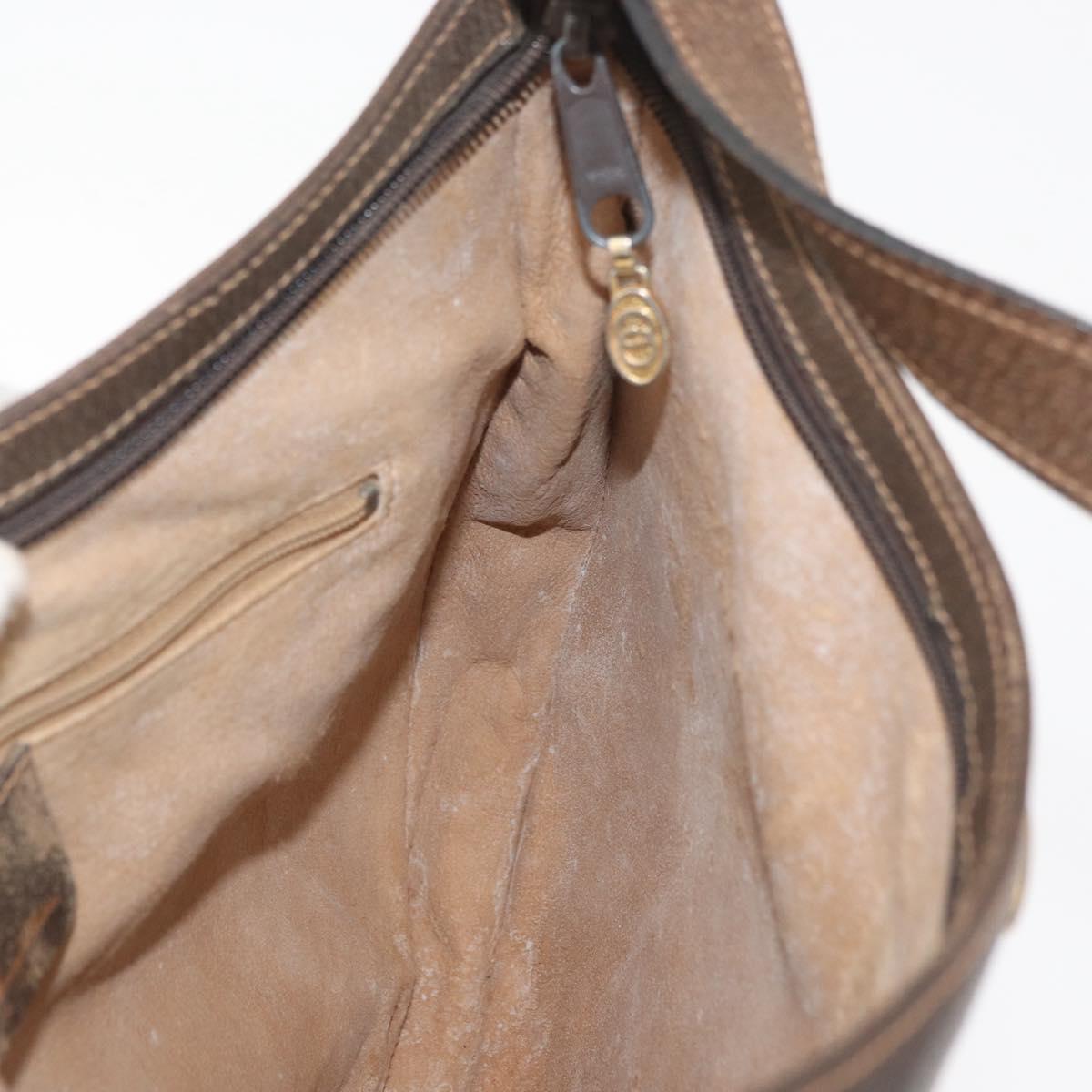 GUCCI GG Supreme Web Sherry Line Shoulder Bag PVC Beige Gold Auth 182476