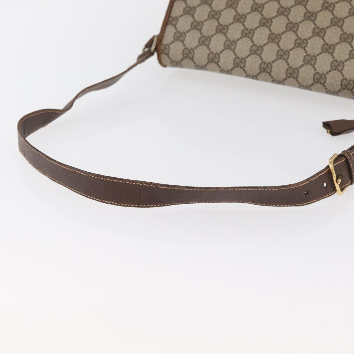 GUCCI GG Supreme Web Sherry Line Shoulder Bag PVC Beige Gold Auth 182477