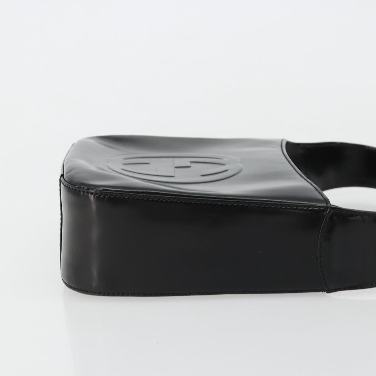 GUCCI Soho Hand Bag Patent leather Black Silver 007 0249 Auth 182478
