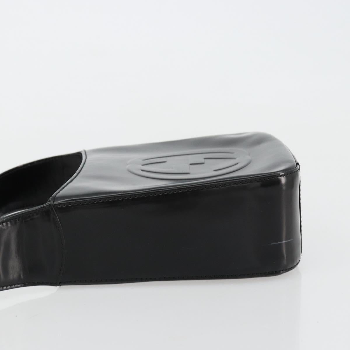 GUCCI Soho Hand Bag Patent leather Black Silver 007 0249 Auth 182478
