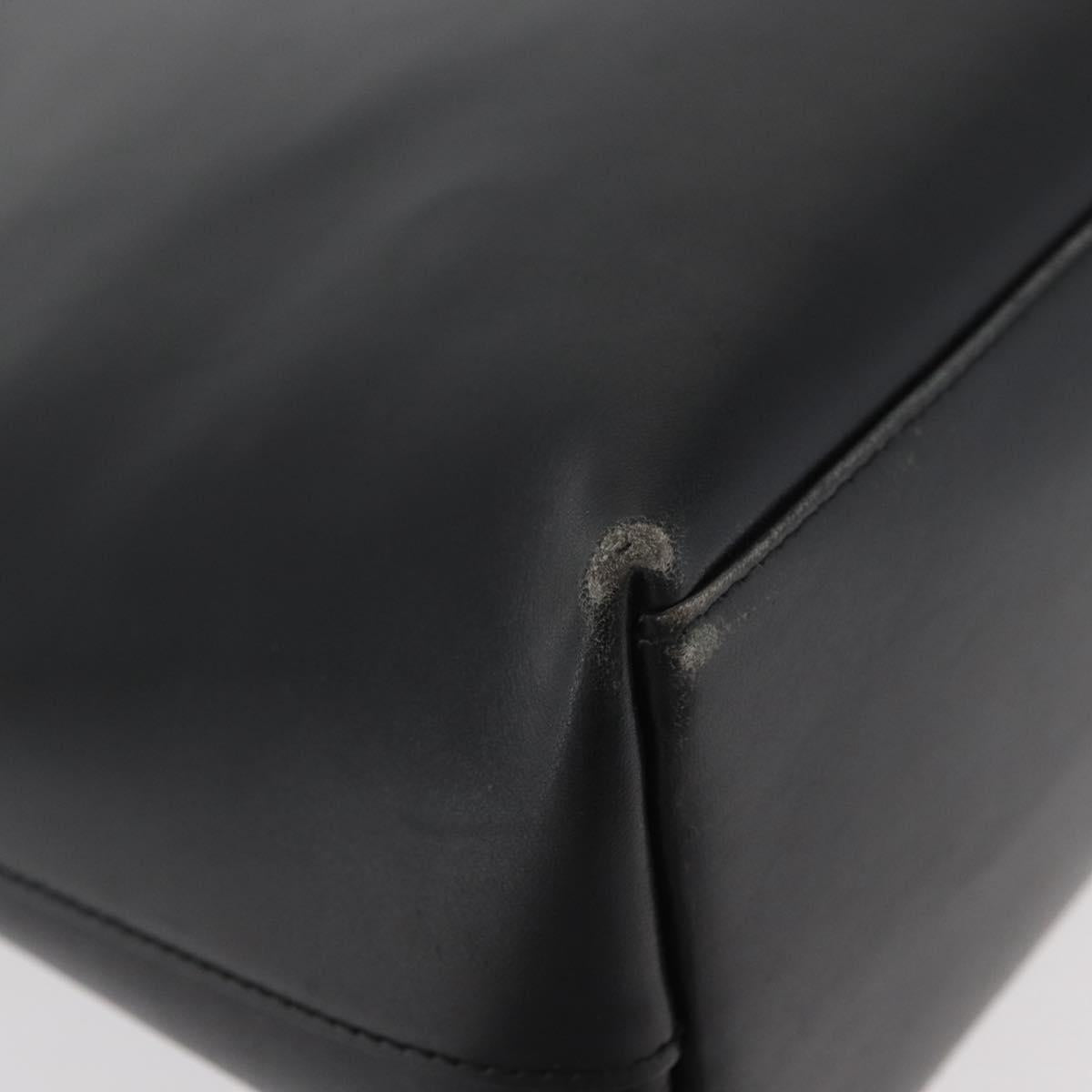 GUCCI Bamboo Hand Bag Leather Black Gold 001 2113 1880 Auth 182479