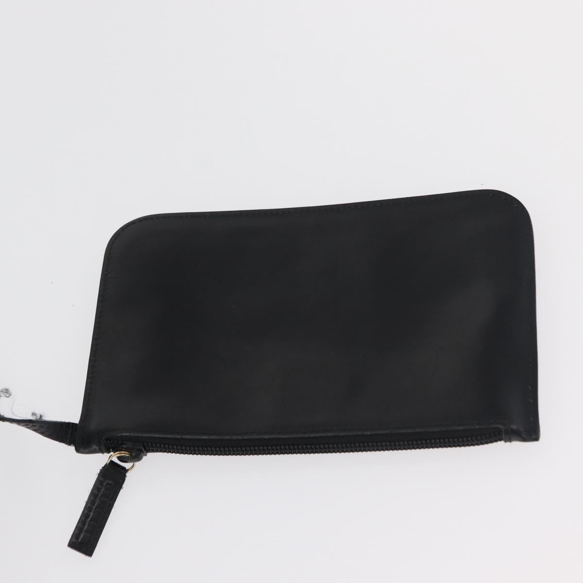 GUCCI Bamboo Hand Bag Leather Black Gold 001 2113 1880 Auth 182479