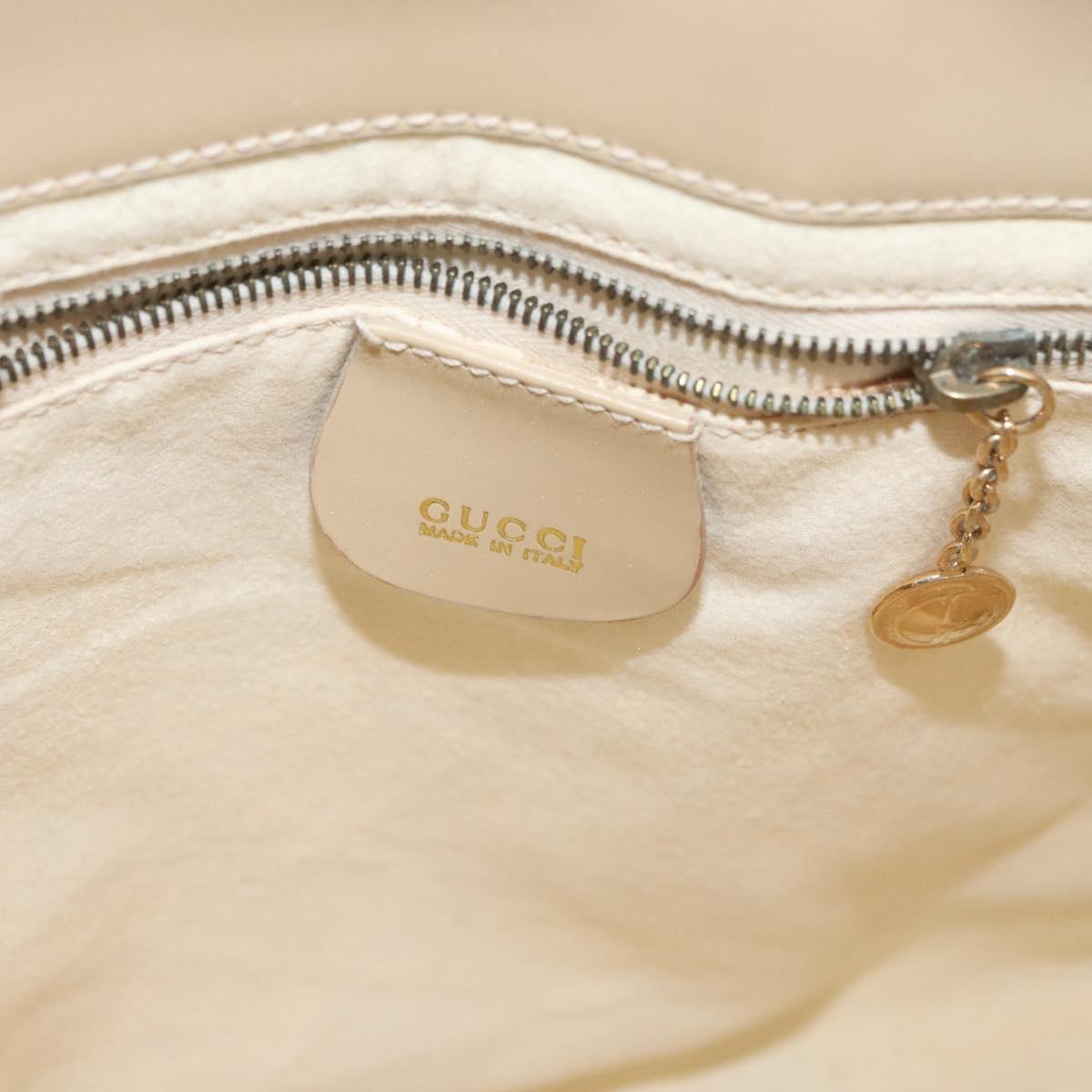 GUCCI Hand Bag Patent leather 2way Beige Gold Auth 182480