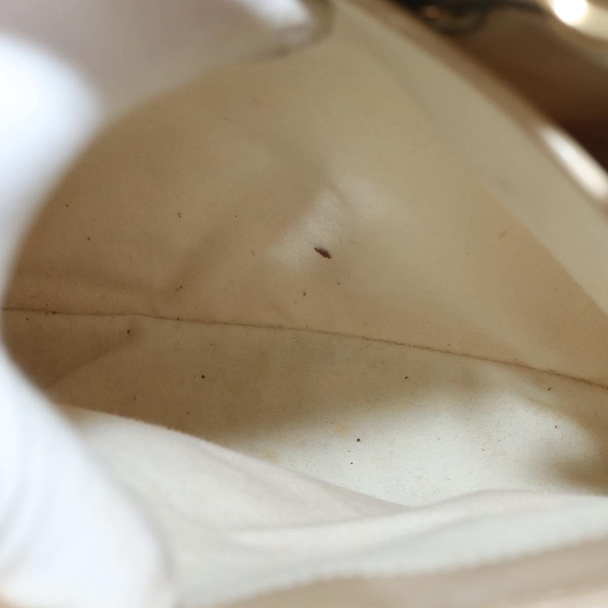 GUCCI Hand Bag Patent leather 2way Beige Gold Auth 182480