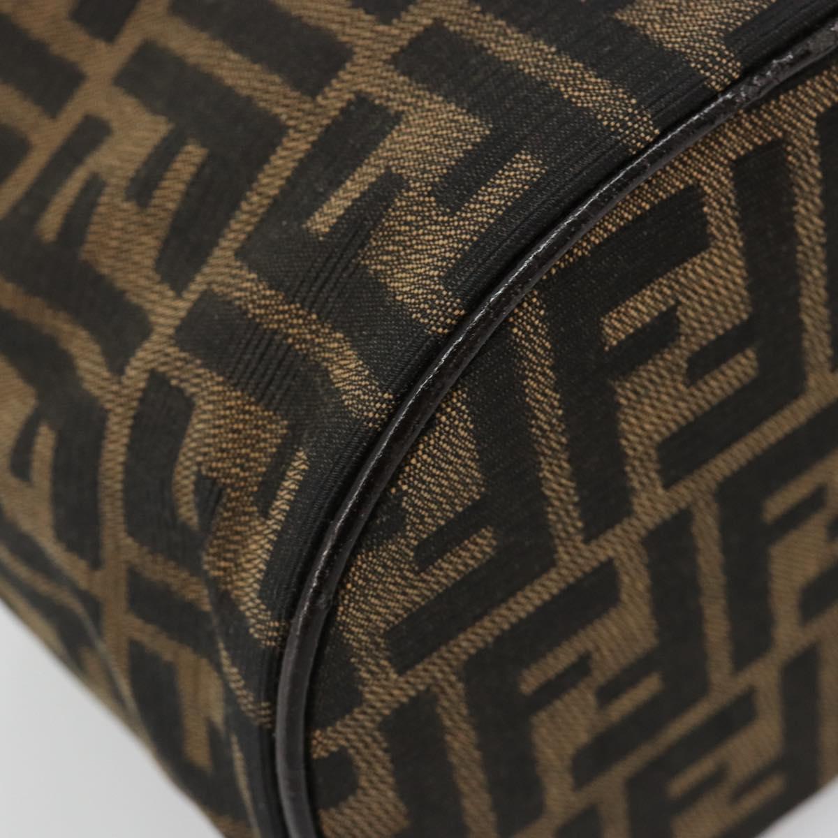 FENDI Zucca Canvas Vanity Hand Bag Black Brown Auth 182483