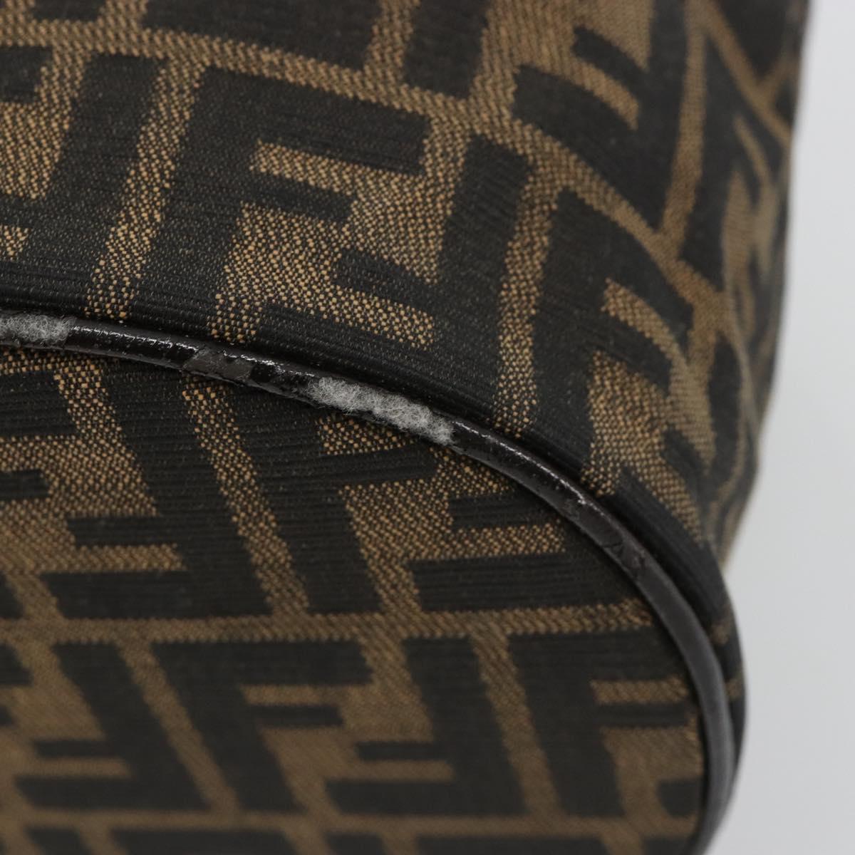 FENDI Zucca Canvas Vanity Hand Bag Black Brown Auth 182483