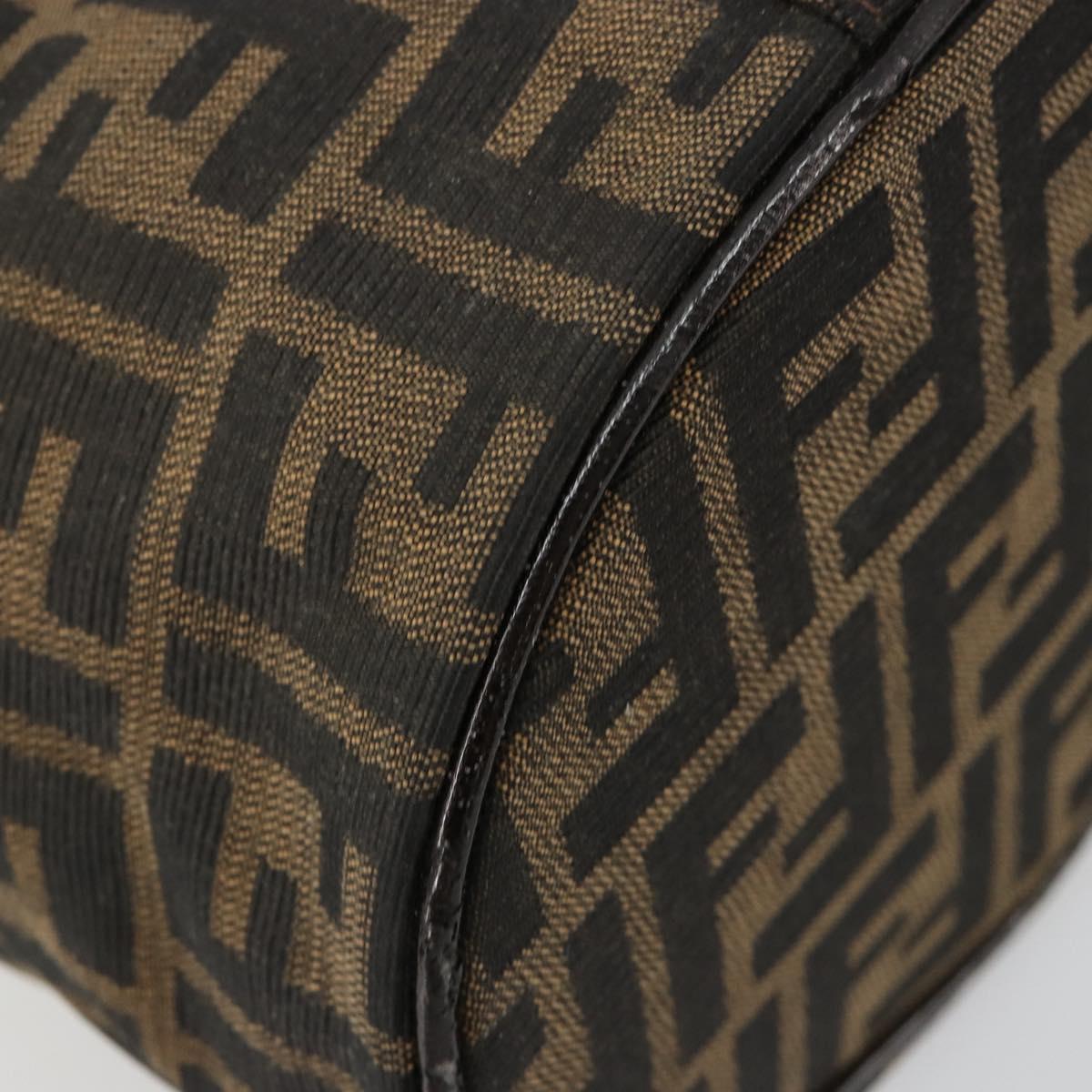 FENDI Zucca Canvas Vanity Hand Bag Black Brown Auth 182483