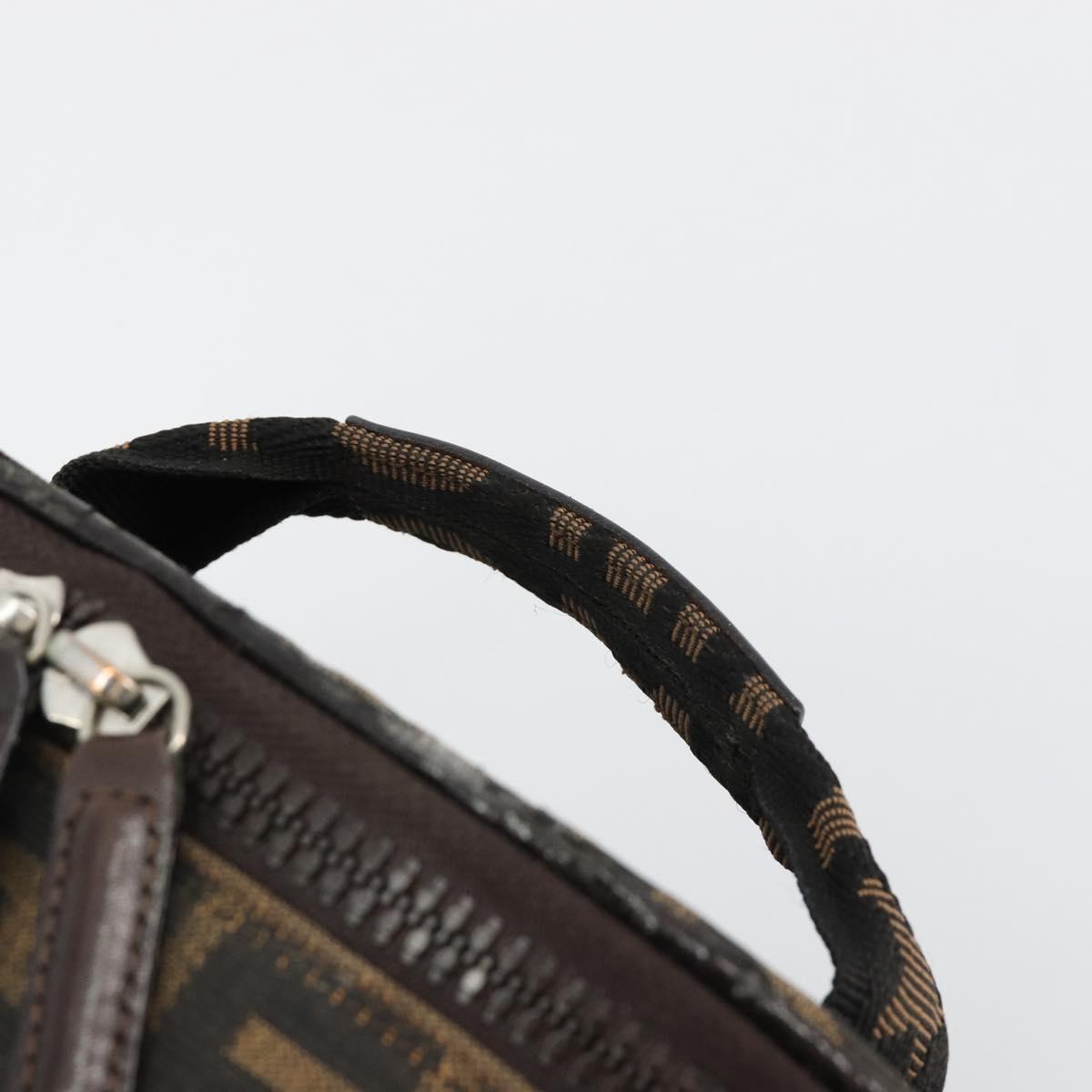 FENDI Zucca Canvas Vanity Hand Bag Black Brown Auth 182483