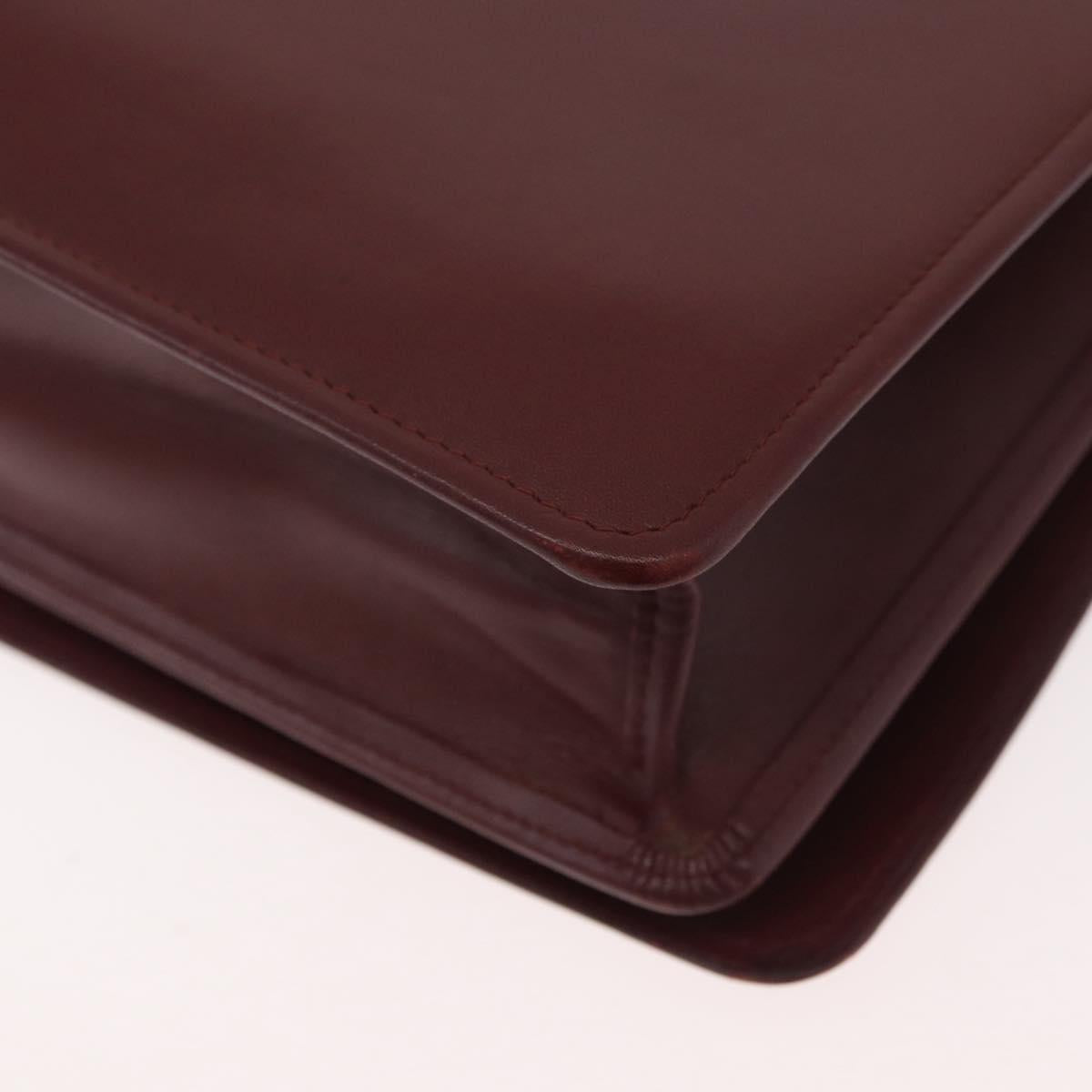 CARTIER Must Line Shoulder Bag Leather Bordeaux Gold Auth 182486