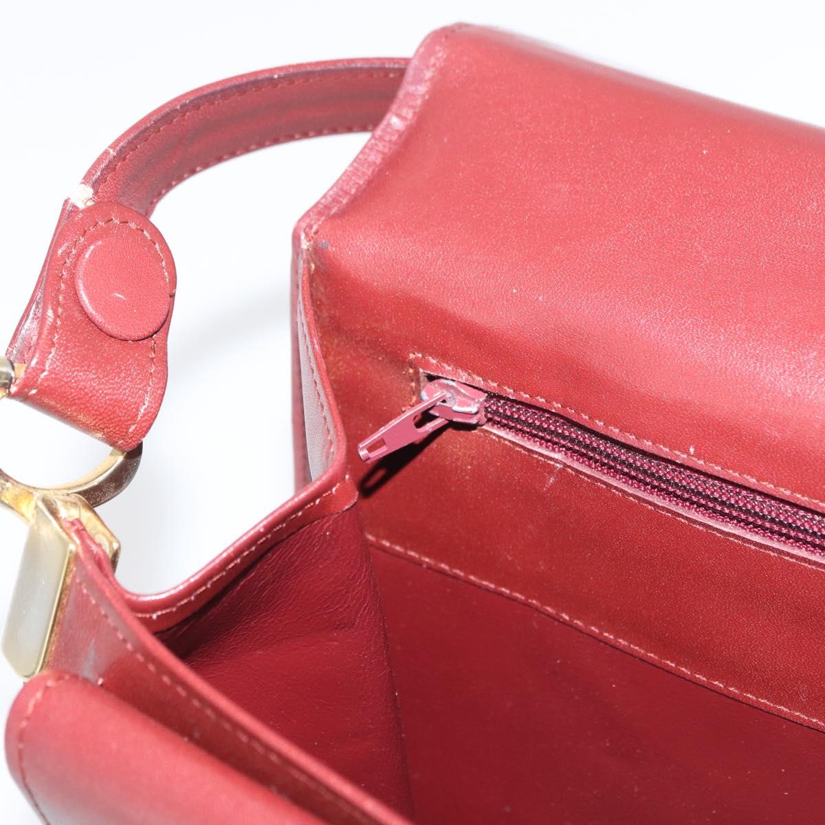 CARTIER Must Line Shoulder Bag Leather Bordeaux Gold Auth 182486