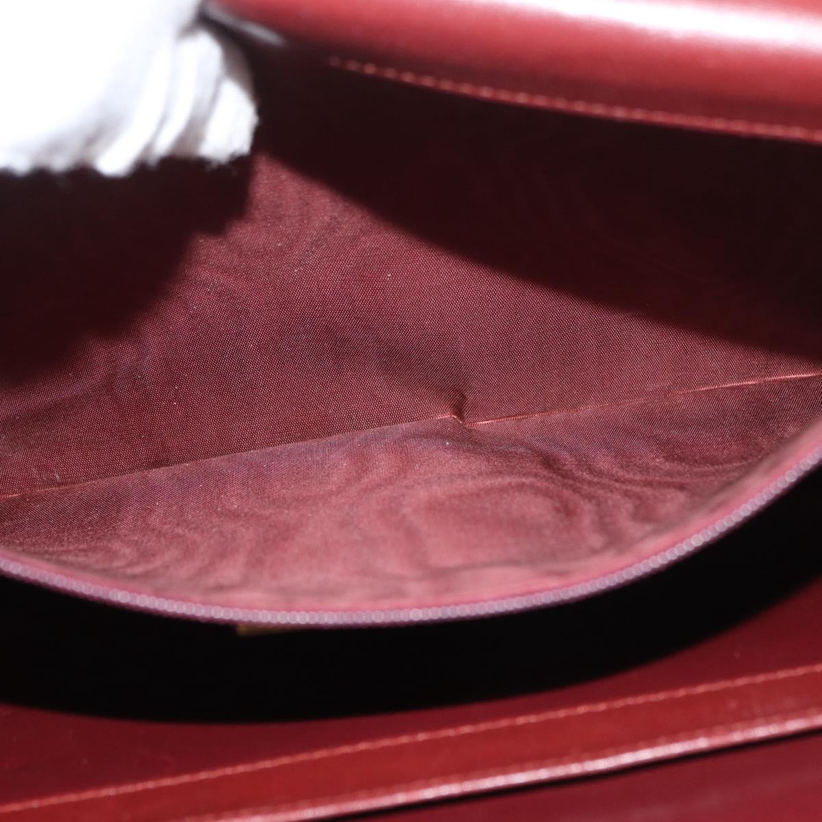 CARTIER Must Line Shoulder Bag Leather Bordeaux Gold Auth 182486