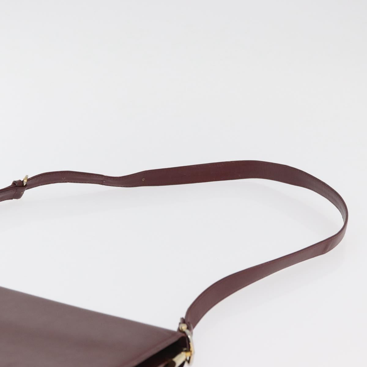 CARTIER Must Line Shoulder Bag Leather Bordeaux Gold Auth 182486