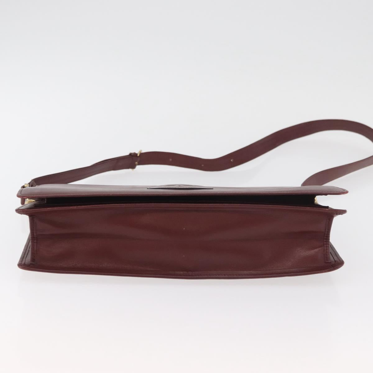 CARTIER Must Line Shoulder Bag Leather Bordeaux Gold Auth 182486
