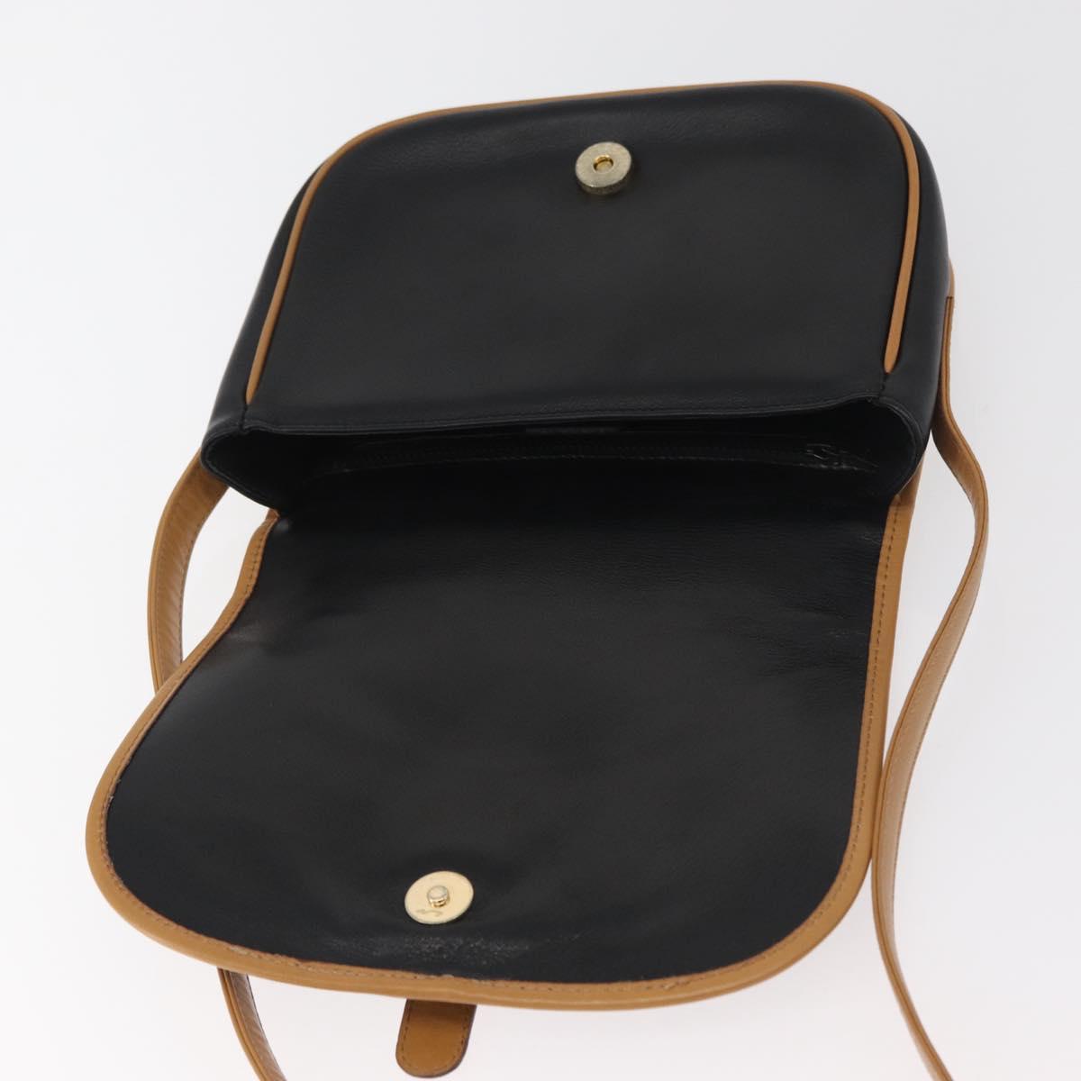 CELINE Shoulder Bag Leather Black Gold Auth 182488