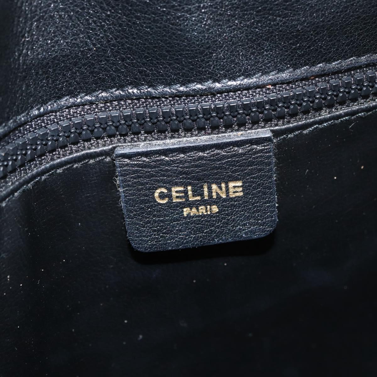 CELINE Shoulder Bag Leather Black Gold Auth 182488