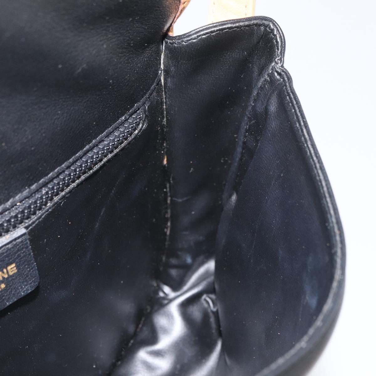 CELINE Shoulder Bag Leather Black Gold Auth 182488