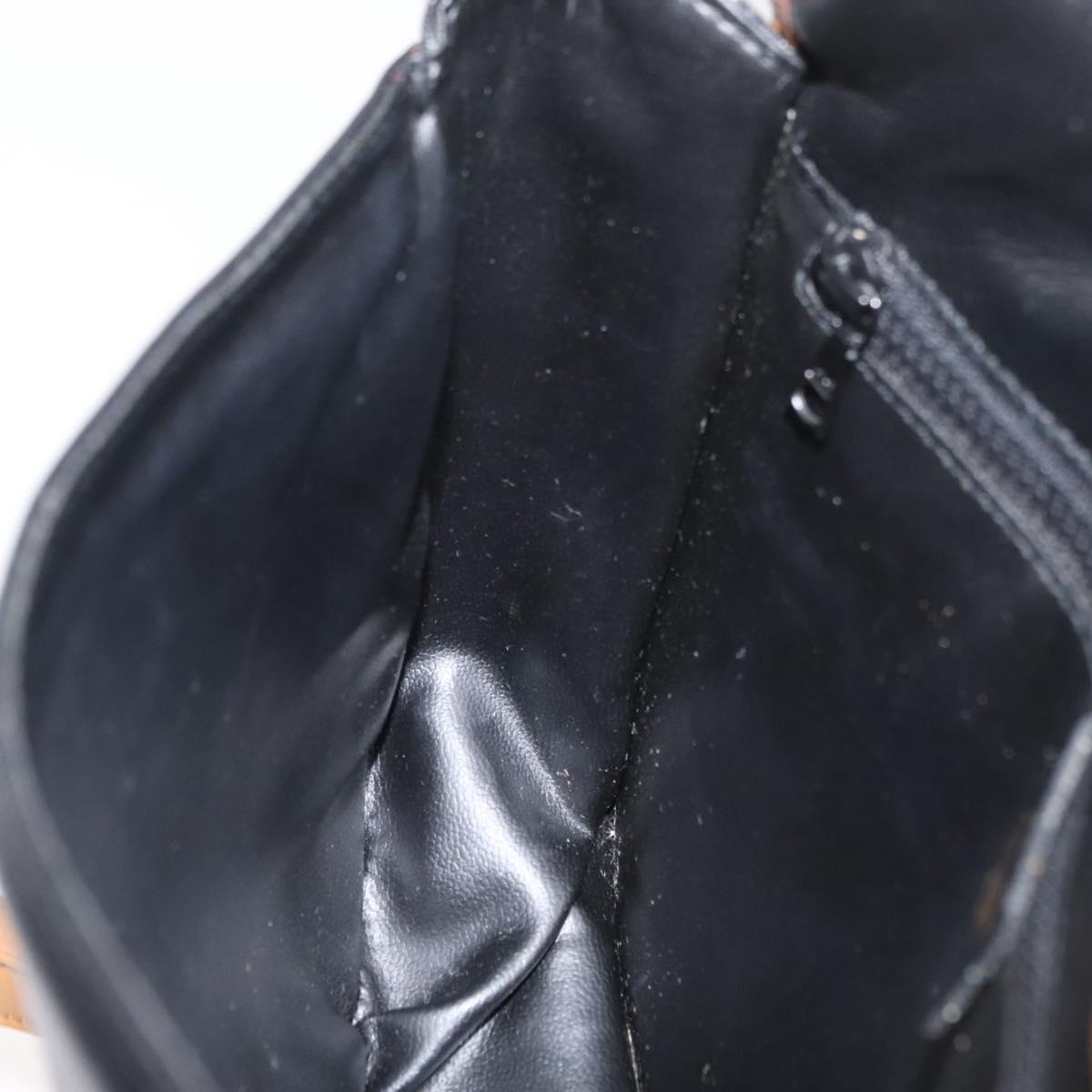 CELINE Shoulder Bag Leather Black Gold Auth 182488