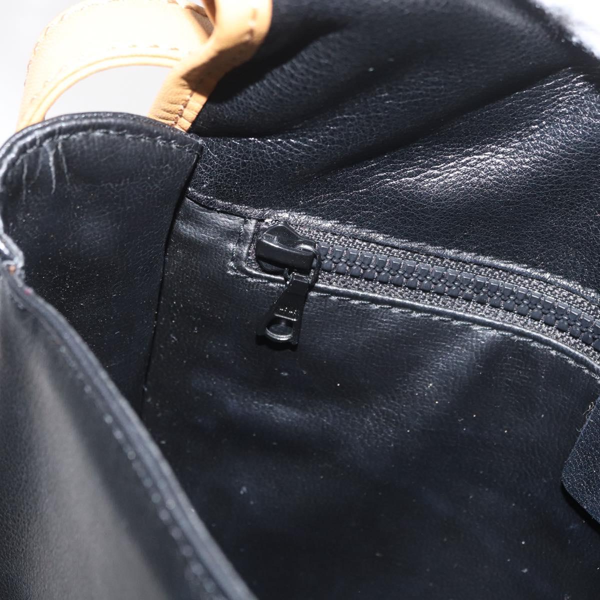 CELINE Shoulder Bag Leather Black Gold Auth 182488