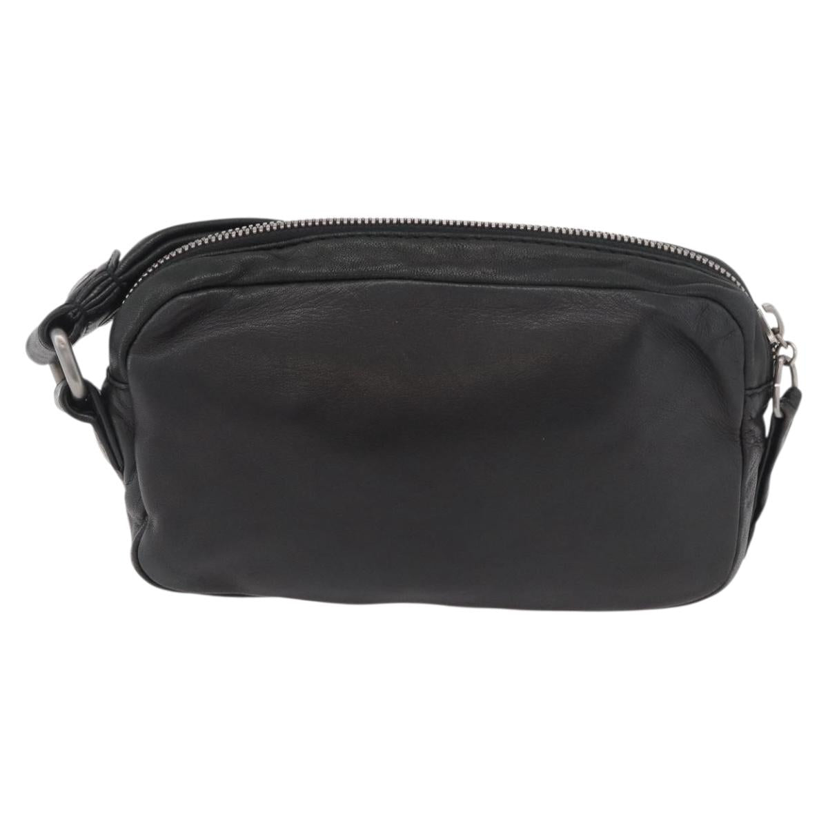 LOEWE Anagram Clutch Bag Leather Black Silver Auth 182493